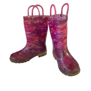 Western Chief Girls pink camo rubber rainboots Toddler Sz 9 No removable insole.